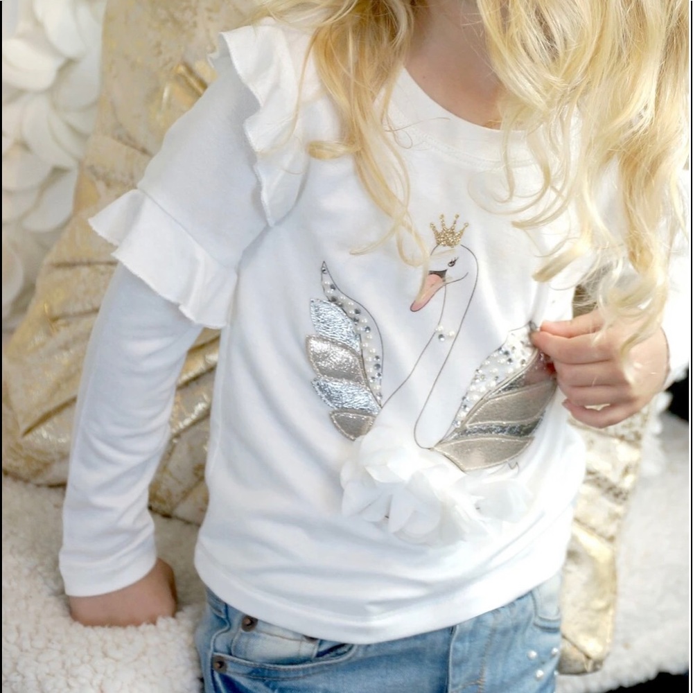 White beautiful swan blouse